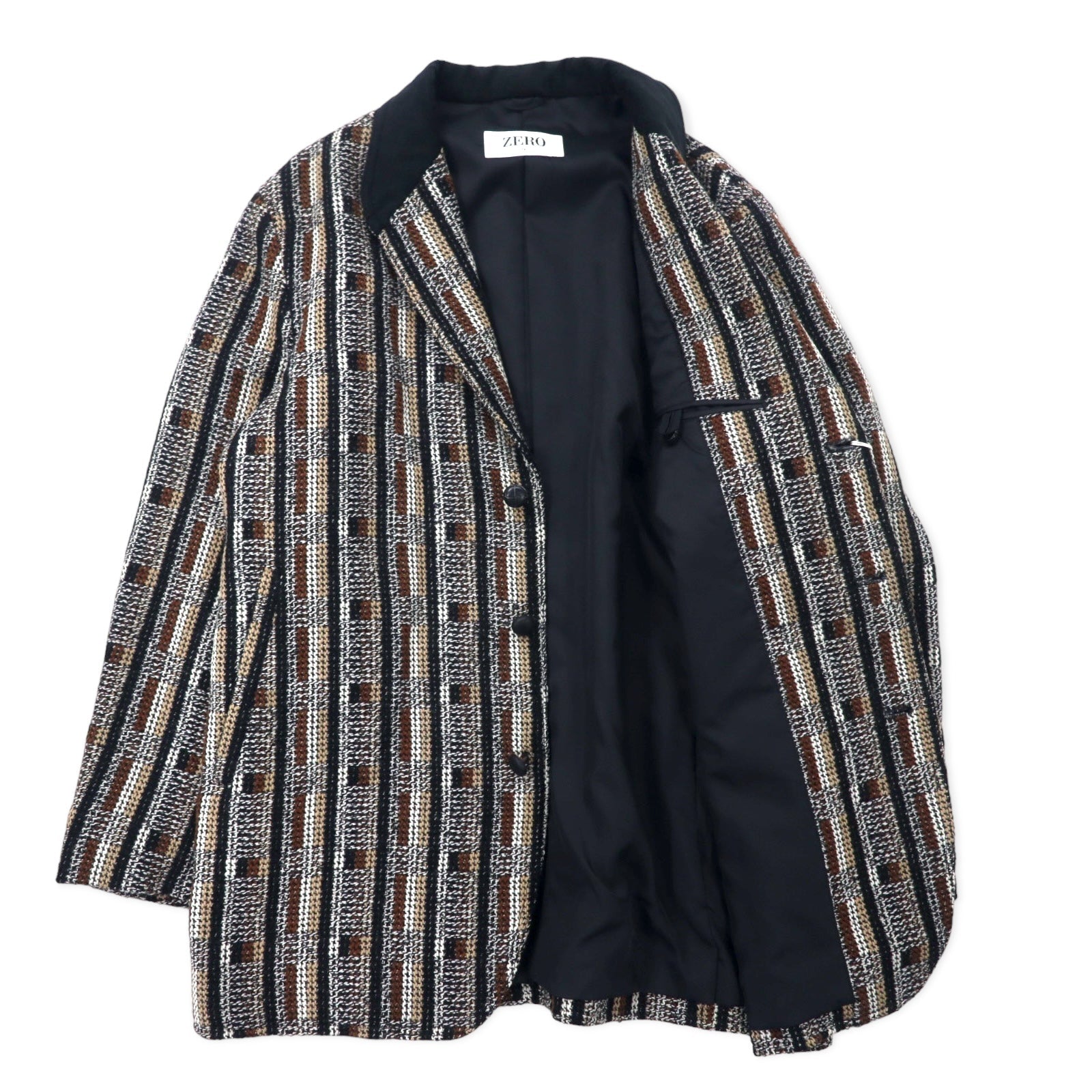 Giacca monopetto in maglia ZERO Blanket, taglia M, fantasia pied de poule multicolor all-over, in lana, made in Japan, nuova con etichette