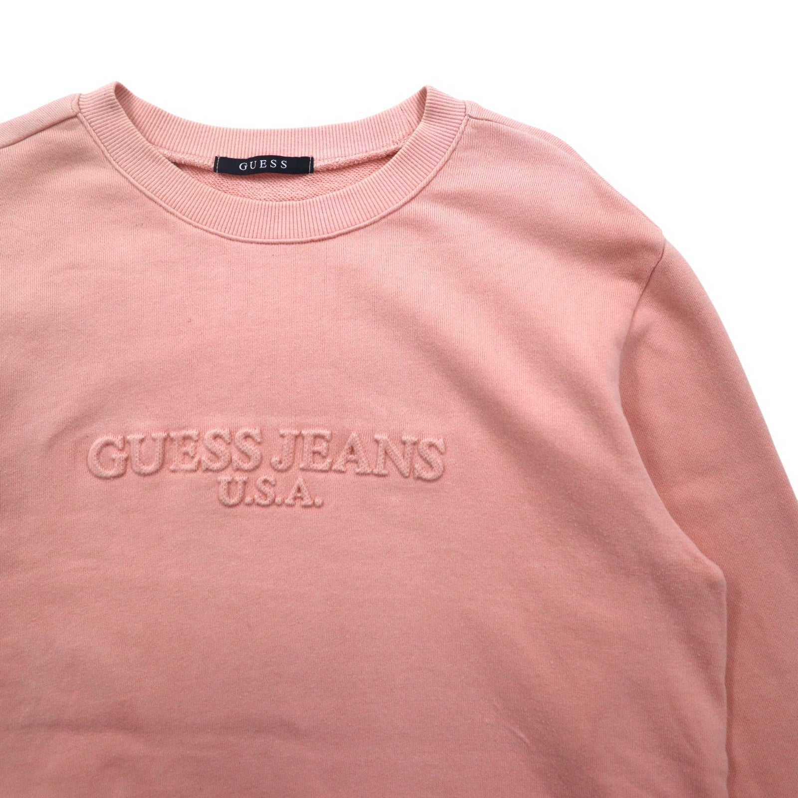 GUESS JEANS U.S.A. Felpa girocollo con logo in rilievo M cotone rosa