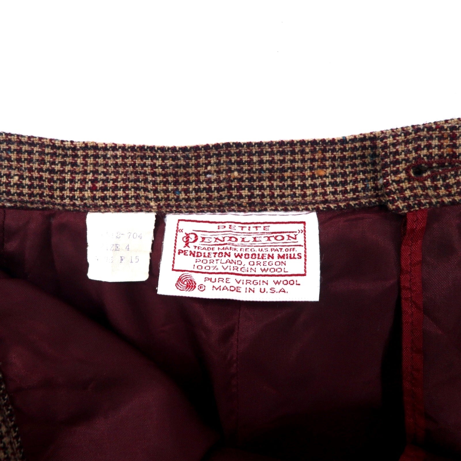 PENDLETON USA 70s Gonna a pieghe 4 Marrone Quadri gun club Lana