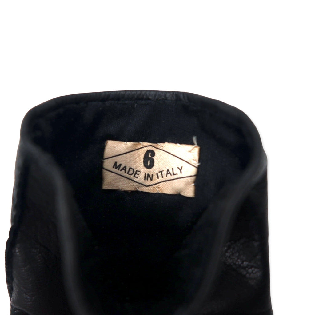 GUCCI Made in Italy Vecchia Gucci Guanti in pelle di cavallino Neri 6 con placca logo GG da donna