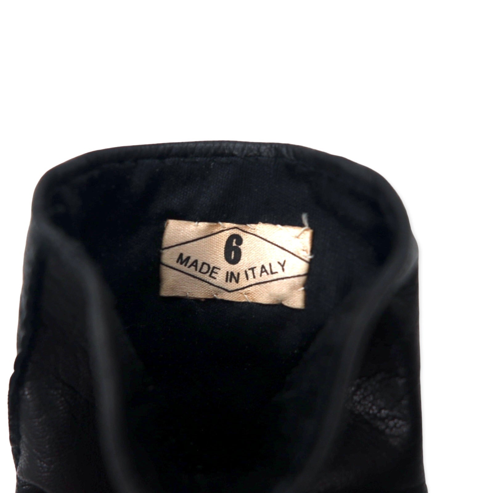 GUCCI Made in Italy Vecchia Gucci Guanti in pelle di cavallino Neri 6 con placca logo GG da donna