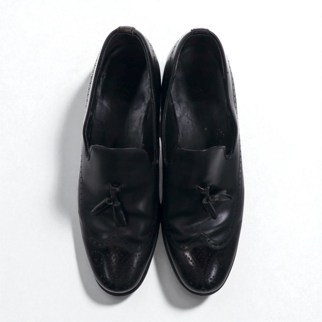 NUNN BUSH Anni '70 Made in USA Wingtip Tassel Loafer 27.5cm Nero Pelle 445452 J5 1753