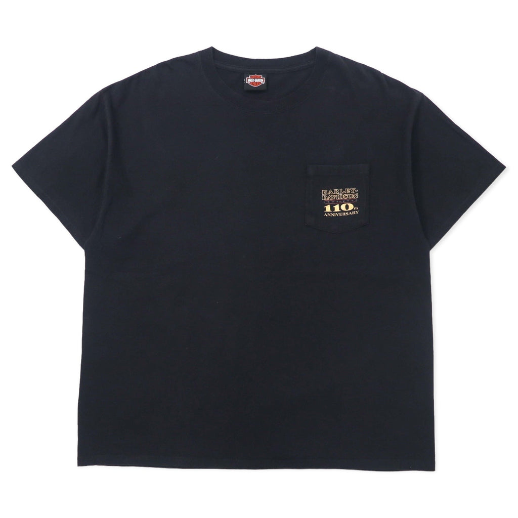 T-Shirt HARLEY DAVIDSON con logo stampato, tasca, taglia XL, colore nero, cotone, HANES BEEFY-T 110th ANNIVERSARY, taglia grande
