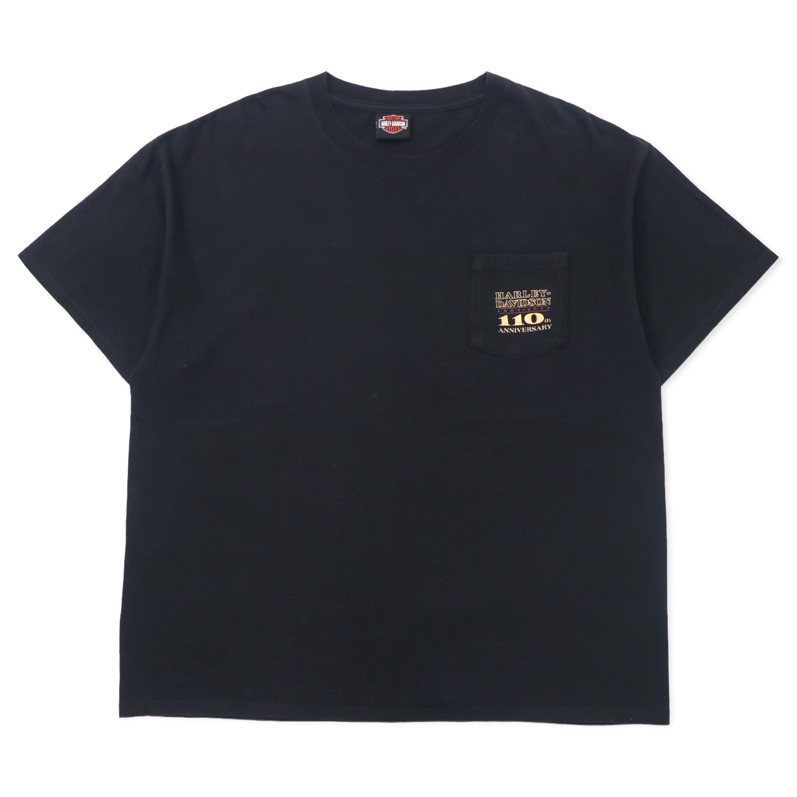 T-Shirt HARLEY DAVIDSON con logo stampato, tasca, taglia XL, colore nero, cotone, HANES BEEFY-T 110th ANNIVERSARY, taglia grande