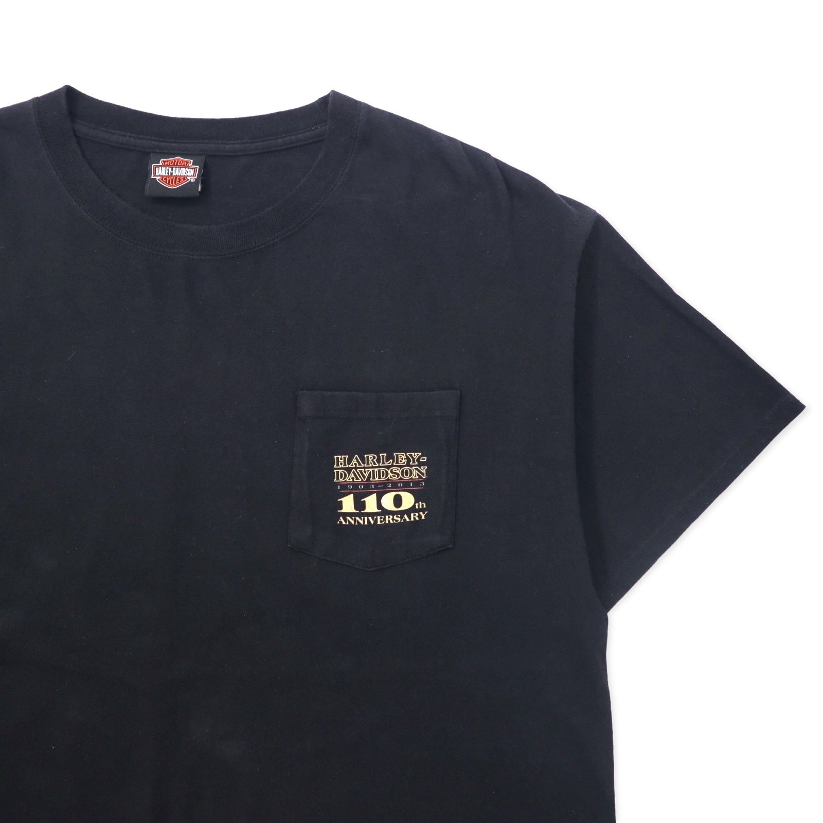 T-Shirt HARLEY DAVIDSON con logo stampato, tasca, taglia XL, colore nero, cotone, HANES BEEFY-T 110th ANNIVERSARY, taglia grande