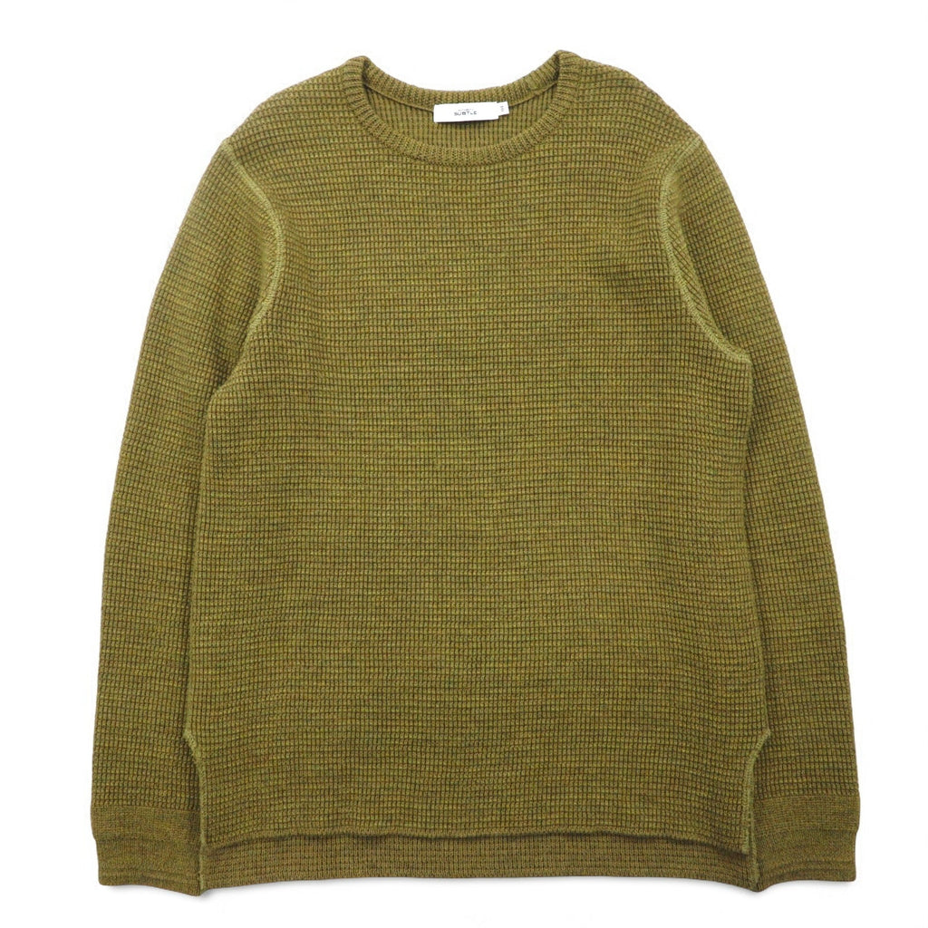 SUBTLE (Argento e Oro) Maglione in maglia waffle S Kaki Spacchi laterali 06-6226-8125 Fatto in Giappone