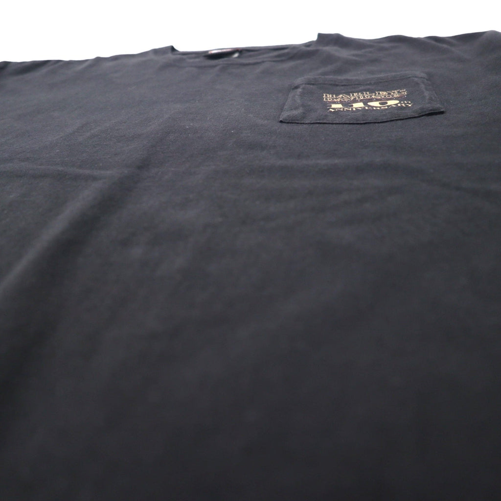 T-Shirt HARLEY DAVIDSON con logo stampato, tasca, taglia XL, colore nero, cotone, HANES BEEFY-T 110th ANNIVERSARY, taglia grande