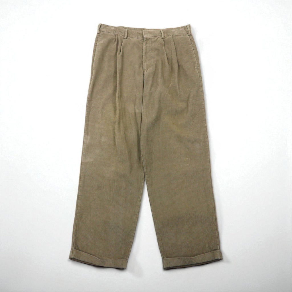 DOCKERS ( Levi's ) 00年代 コーデュロイ 2タック ワイド チノパンツ ワークパンツ L ベージュ RECODE