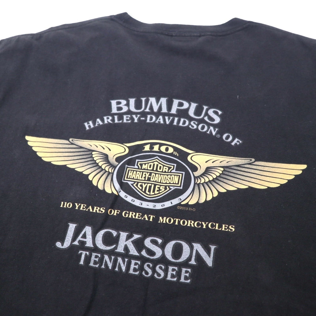 T-Shirt HARLEY DAVIDSON con logo stampato, tasca, taglia XL, colore nero, cotone, HANES BEEFY-T 110th ANNIVERSARY, taglia grande