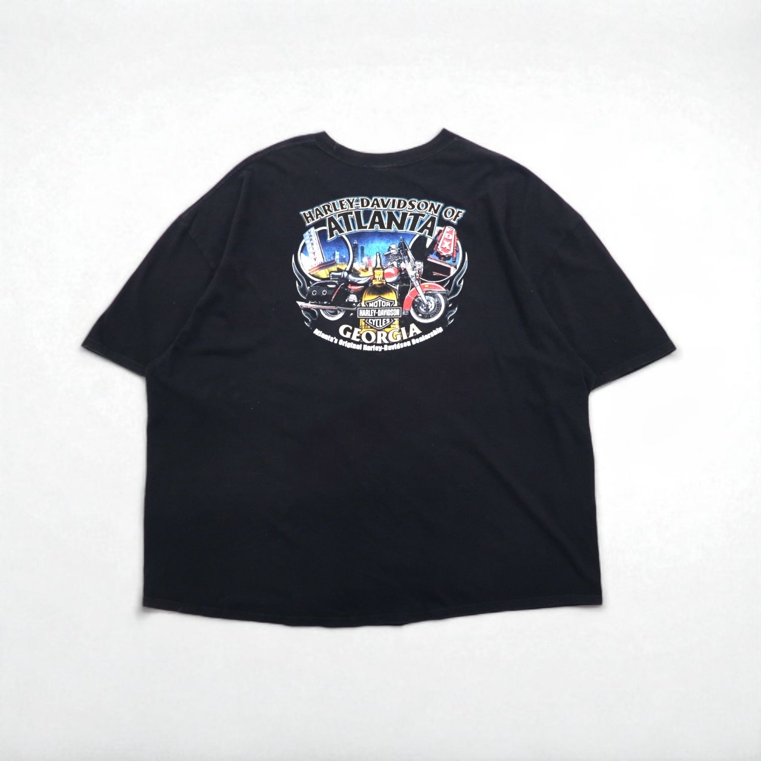HARLEY DAVIDSON T-shirt con stampa fronte/retro oversize 5XL nera in cotone ATLANTA