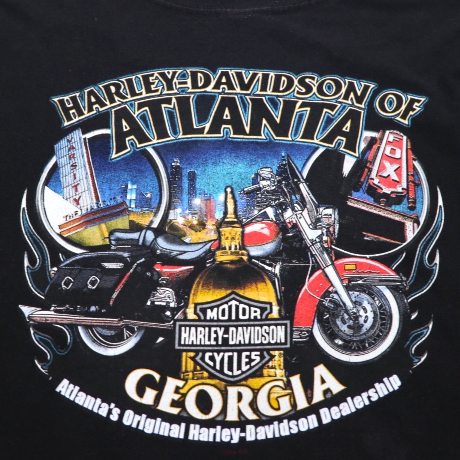 HARLEY DAVIDSON T-shirt con stampa fronte/retro oversize 5XL nera in cotone ATLANTA