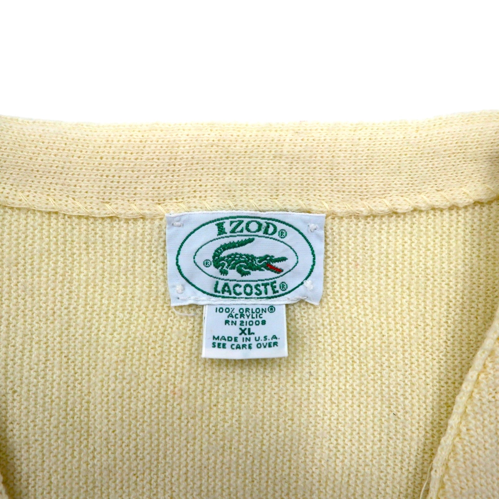 IZOD LACOSTE 80年代 USA製 Vネック ニット カーディガン XL アクリル ワンポイントロゴ