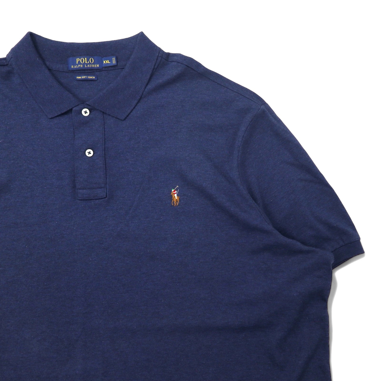 POLO RALPH LAUREN Polo Pima Soft Touch XXL Blu Navy Cotone Ricamo Piccolo Pony