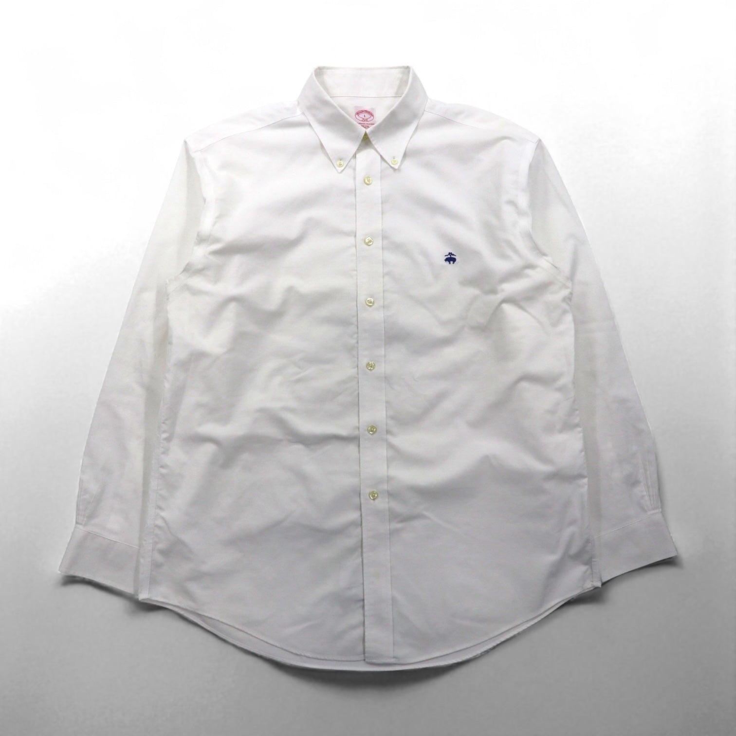 Brooks Brothers オックスフォード ボタンダウン シャツ L スーピマコットン ホワイト ノンアイロン ワンポイントロゴ