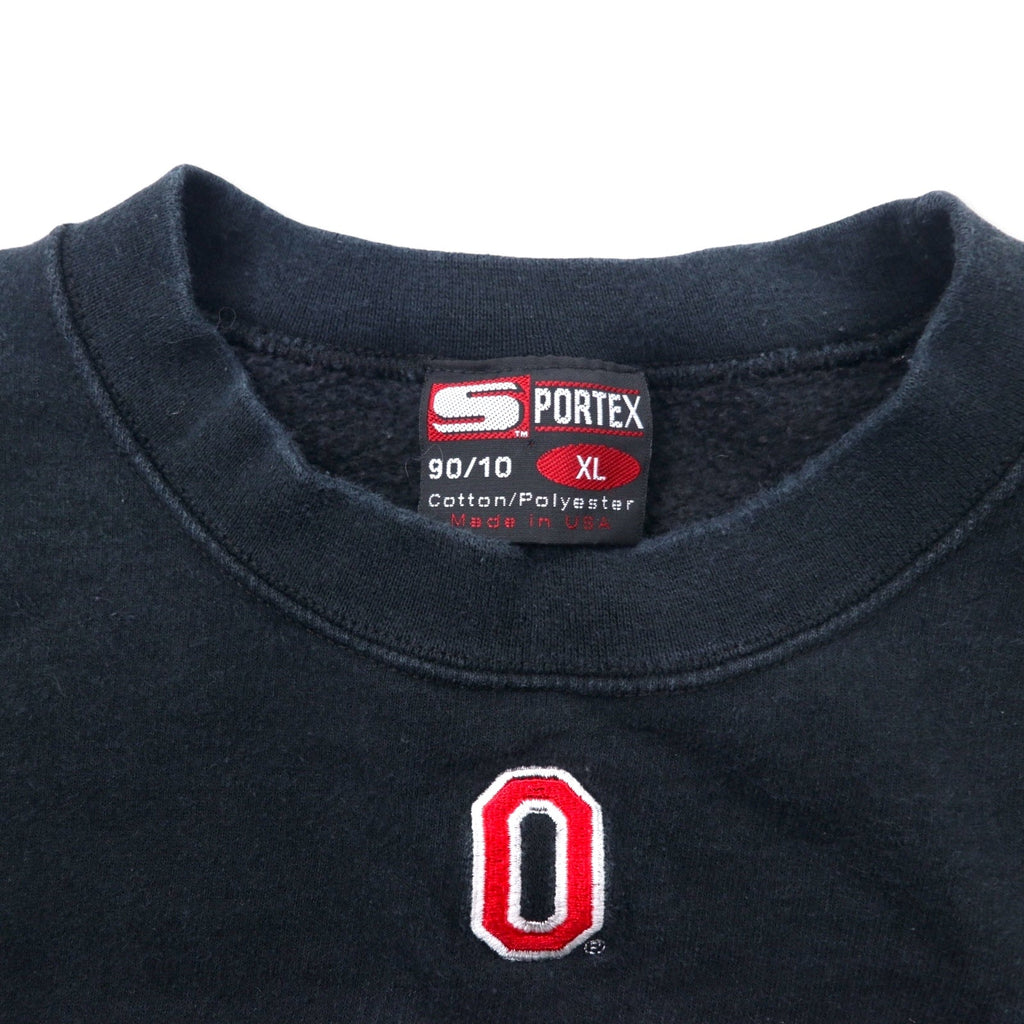 Felpa SPORTEX USA College ricamata XL nera in cotone OHIO STATE taglia grossa