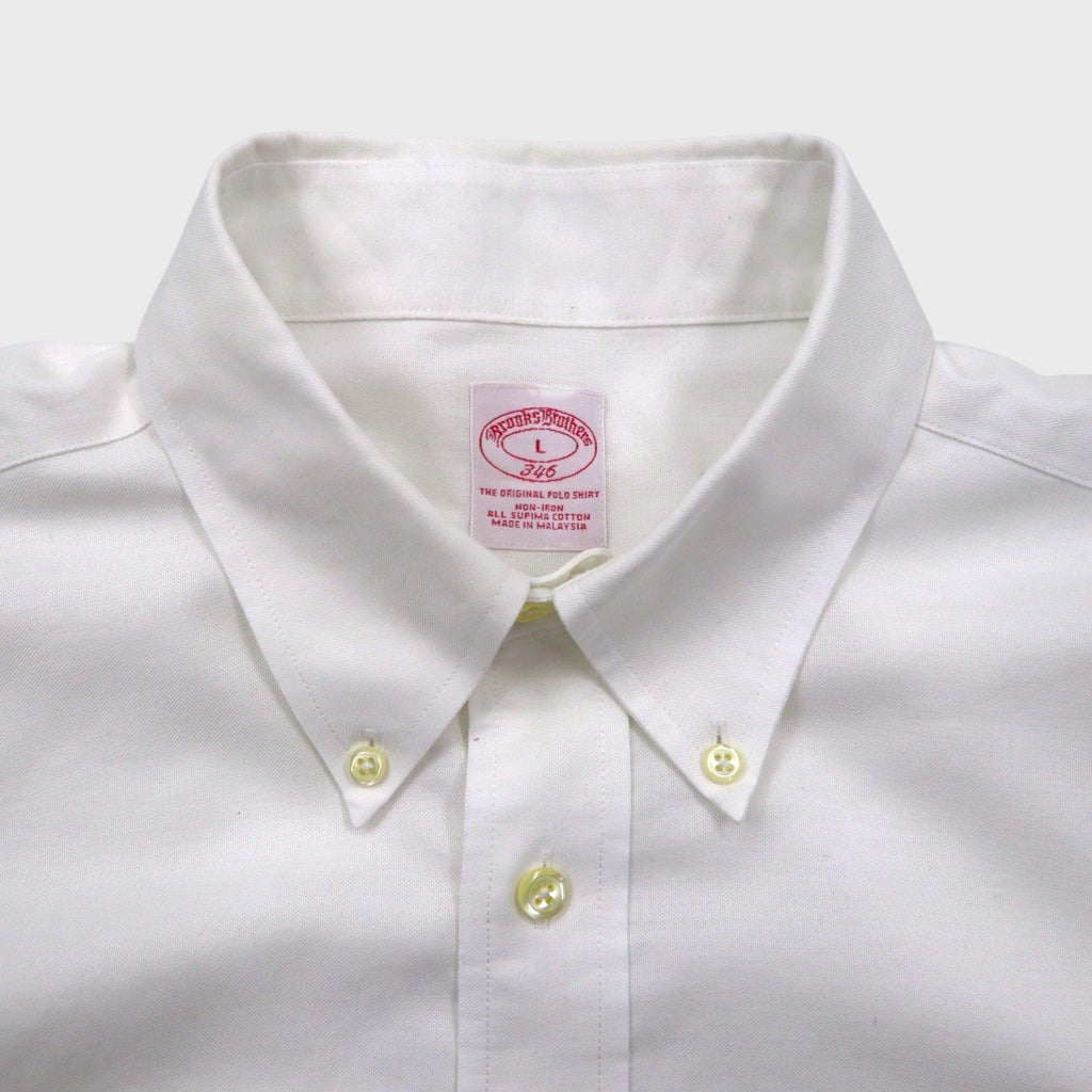 Brooks Brothers オックスフォード ボタンダウン シャツ L スーピマコットン ホワイト ノンアイロン ワンポイントロゴ