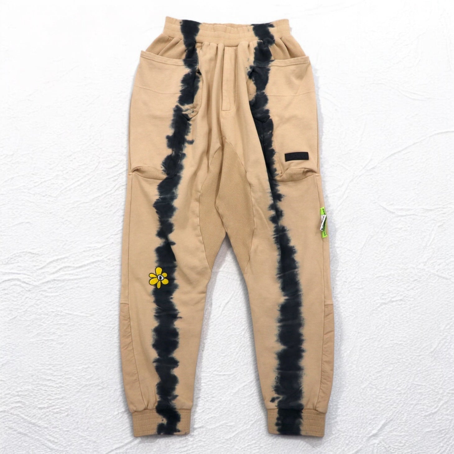 P.A.M. PERKS AND MINI Pantaloni della tuta BTC RUST TIE DYE DUPIO PANTS Beige tie-dye