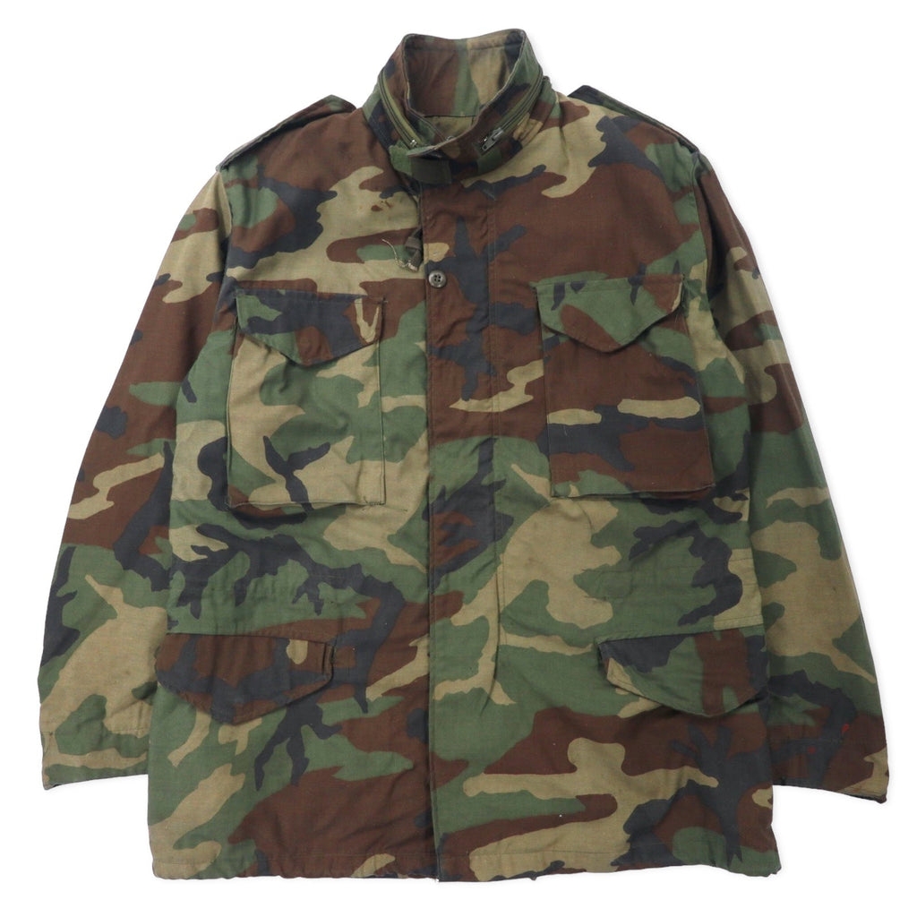 US ARMY anni '80 M-65 Field Jacket M Kaki Mimetico Cotone con Cappuccio a Scomparsa Militare 8415-01-099-7835 WINFIELD MFG.