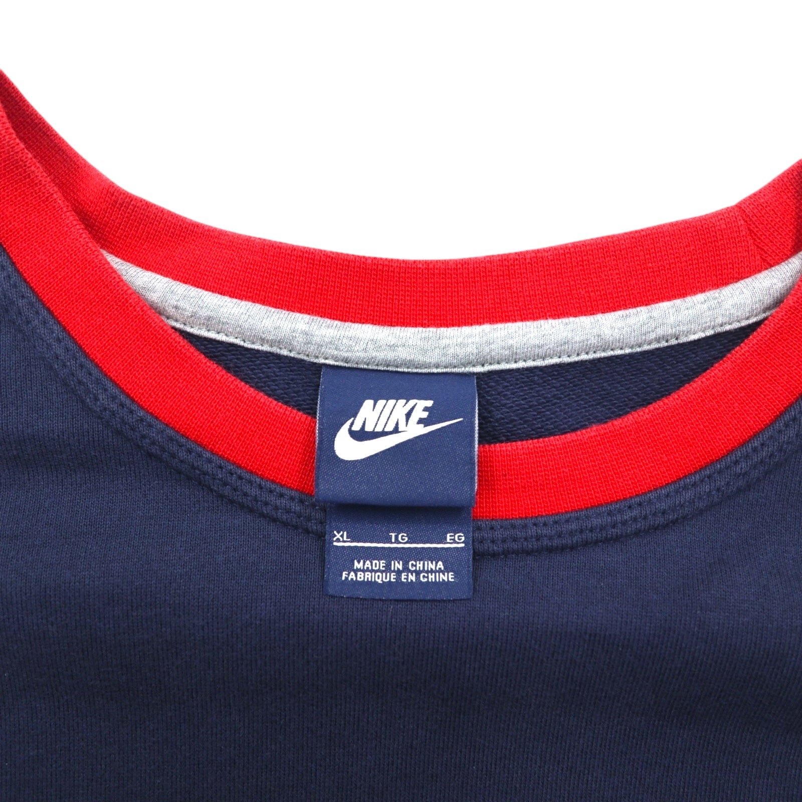 Felpa girocollo NIKE Club French Terry, taglia XL, blu navy, Swoosh rosso, 637903-451