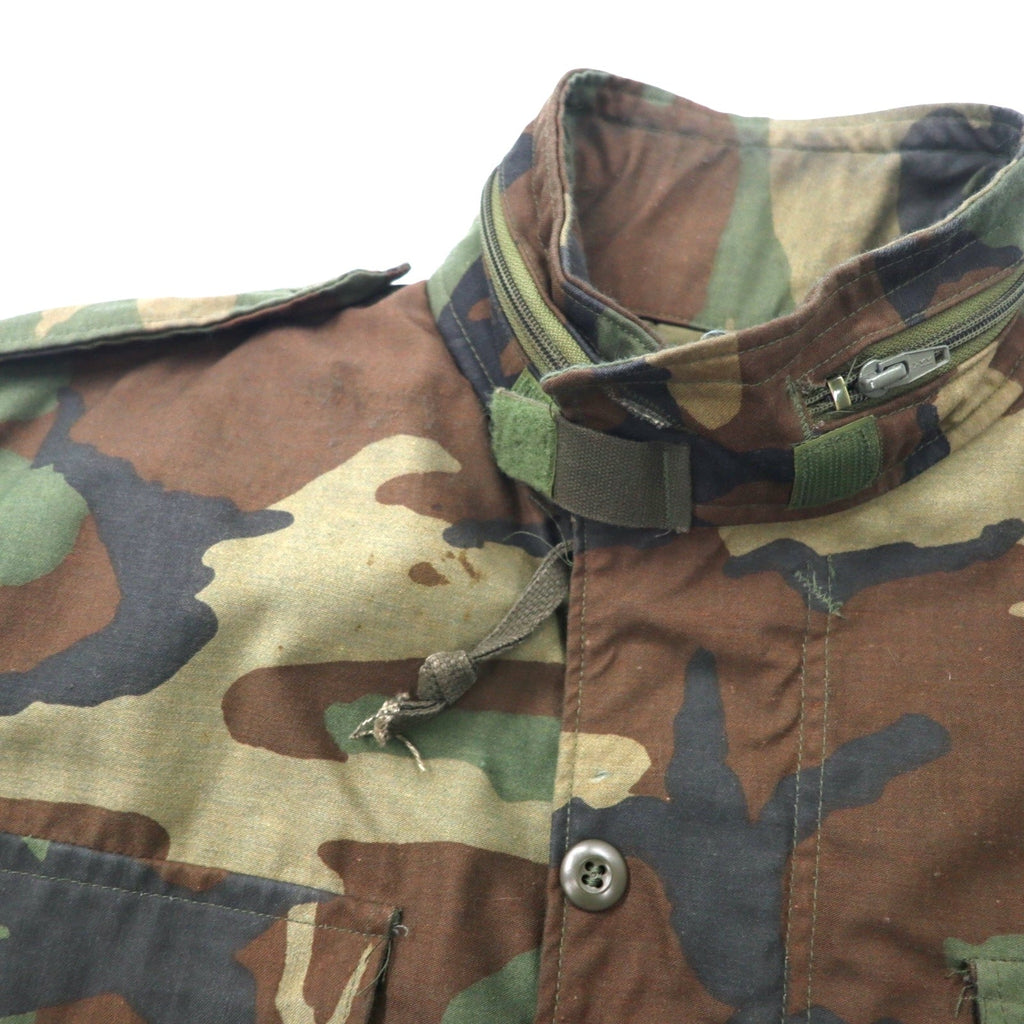 US ARMY anni '80 M-65 Field Jacket M Kaki Mimetico Cotone con Cappuccio a Scomparsa Militare 8415-01-099-7835 WINFIELD MFG.