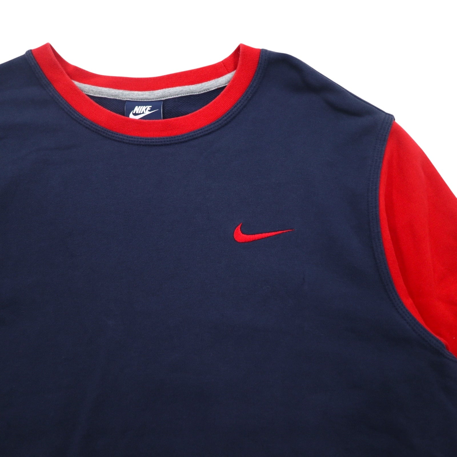 Felpa girocollo NIKE Club French Terry, taglia XL, blu navy, Swoosh rosso, 637903-451