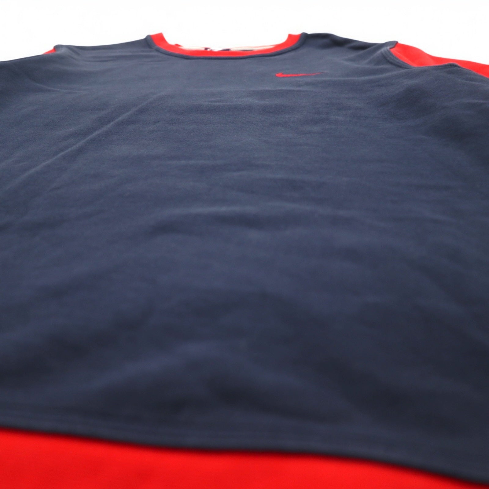 Felpa girocollo NIKE Club French Terry, taglia XL, blu navy, Swoosh rosso, 637903-451