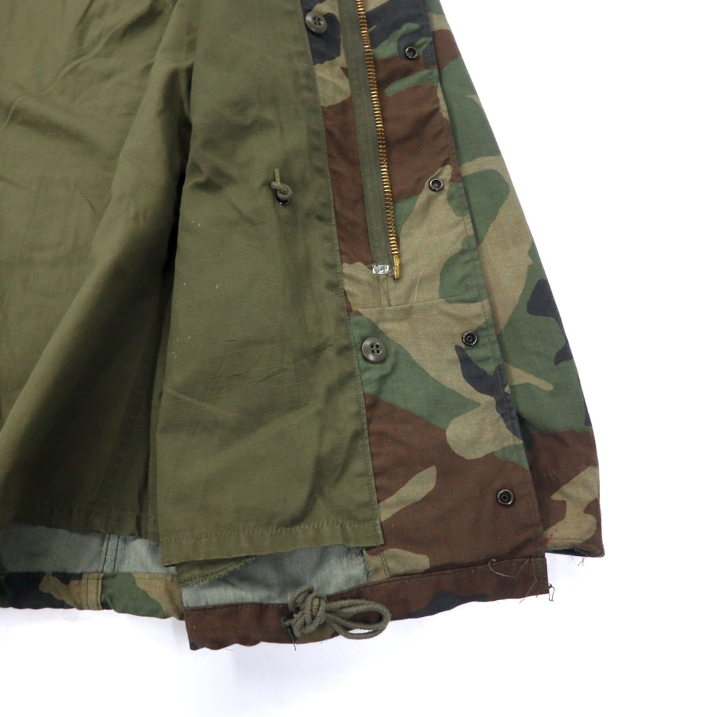 US ARMY anni '80 M-65 Field Jacket M Kaki Mimetico Cotone con Cappuccio a Scomparsa Militare 8415-01-099-7835 WINFIELD MFG.