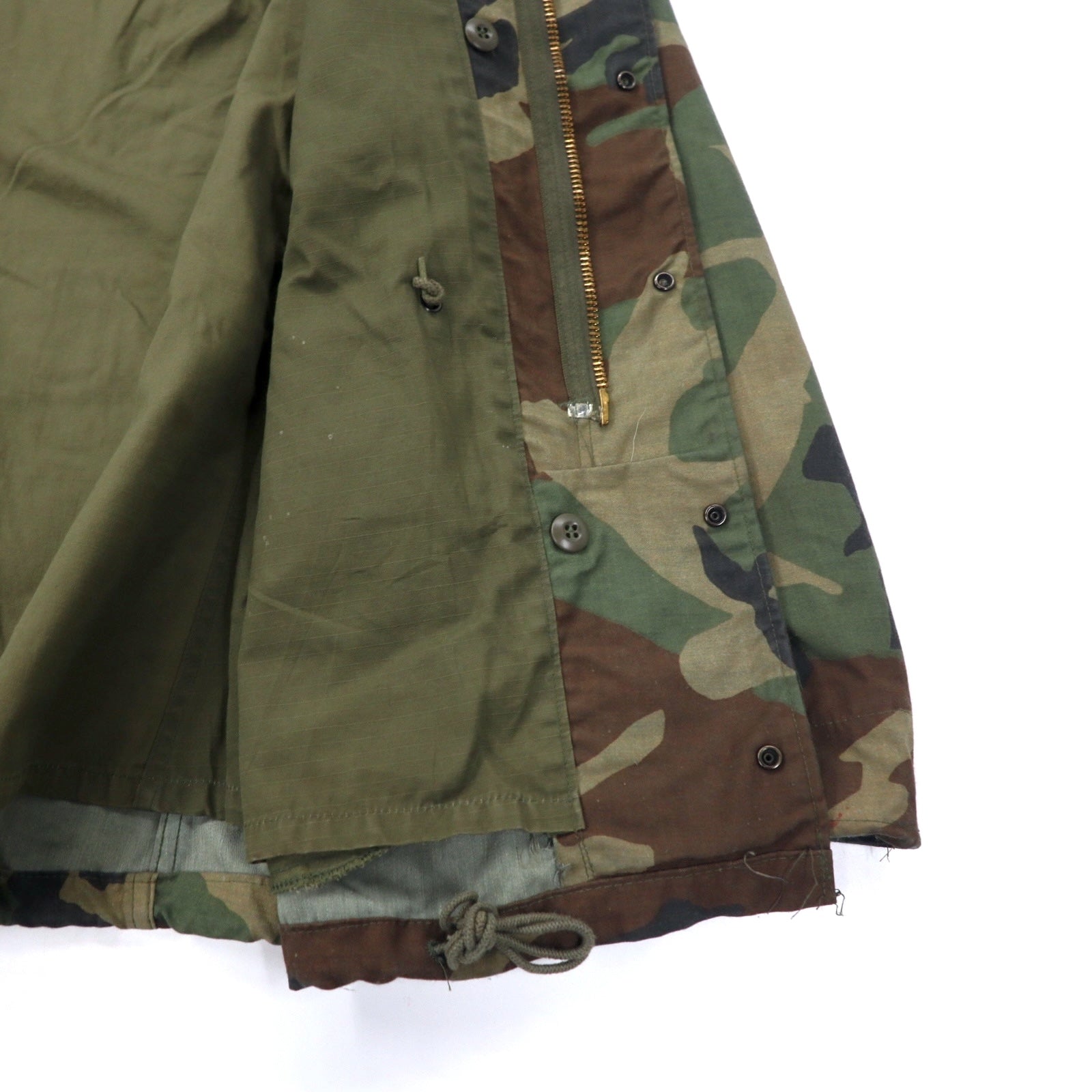 US ARMY anni '80 M-65 Field Jacket M Kaki Mimetico Cotone con Cappuccio a Scomparsa Militare 8415-01-099-7835 WINFIELD MFG.