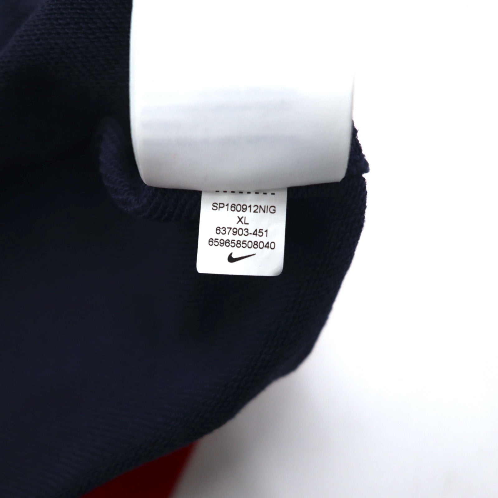 Felpa girocollo NIKE Club French Terry, taglia XL, blu navy, Swoosh rosso, 637903-451
