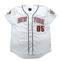 FUBU Anni '90 Maglia da baseball L Bianca Toppa NEW YORK