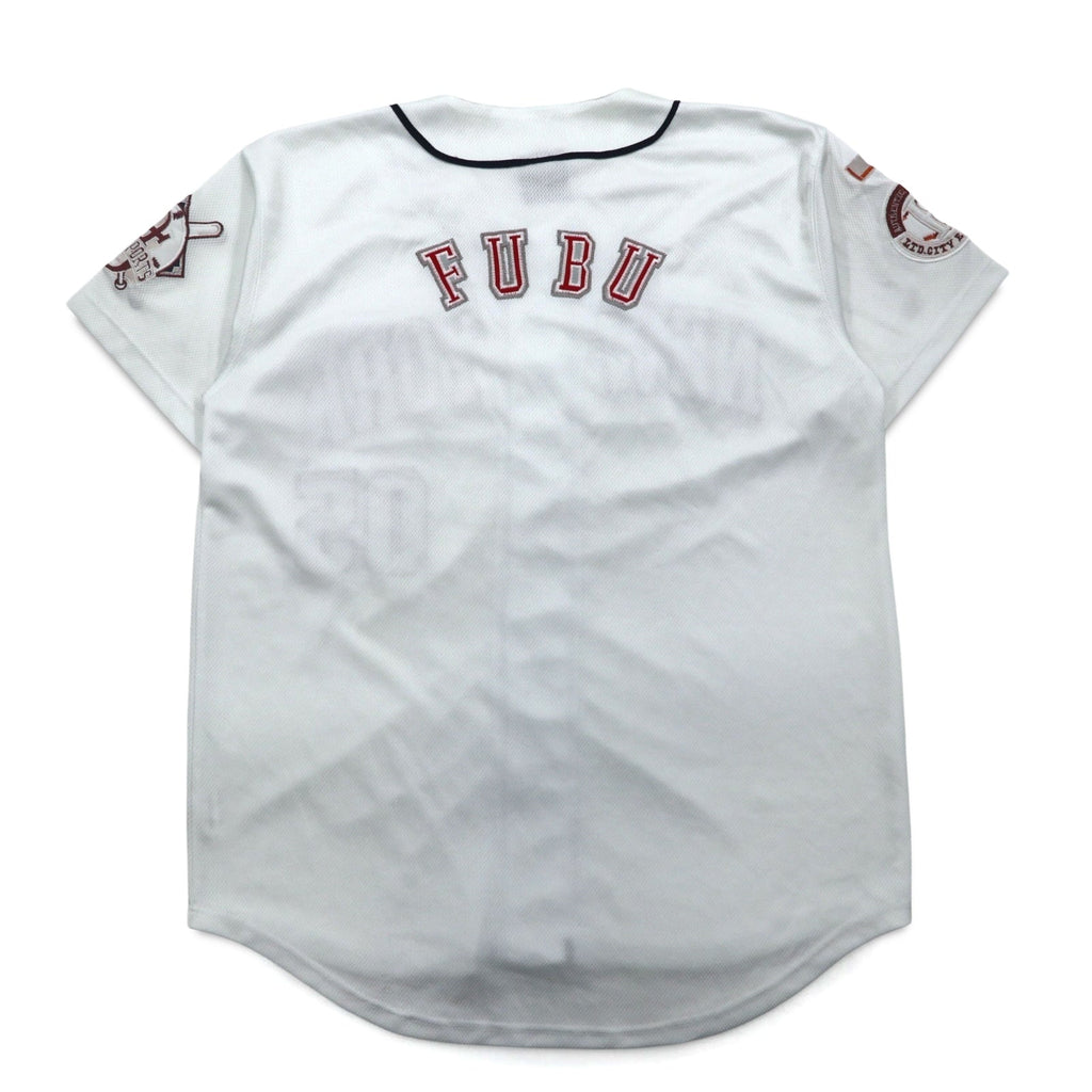 FUBU Anni '90 Maglia da baseball L Bianca Toppa NEW YORK