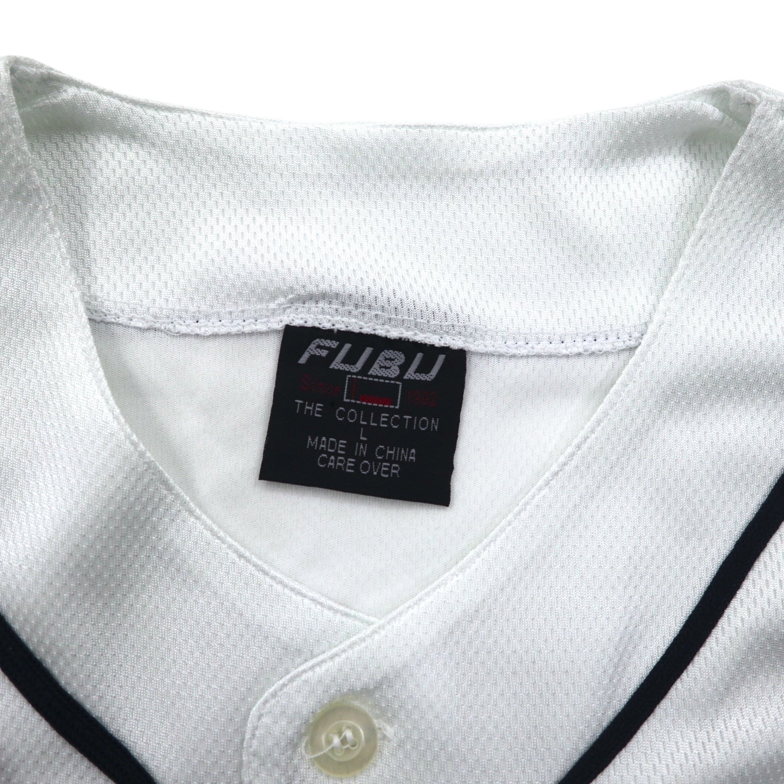 FUBU Anni '90 Maglia da baseball L Bianca Toppa NEW YORK