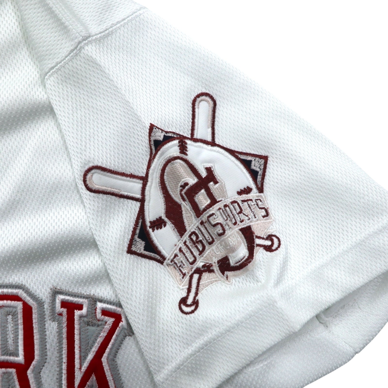 FUBU Anni '90 Maglia da baseball L Bianca Toppa NEW YORK