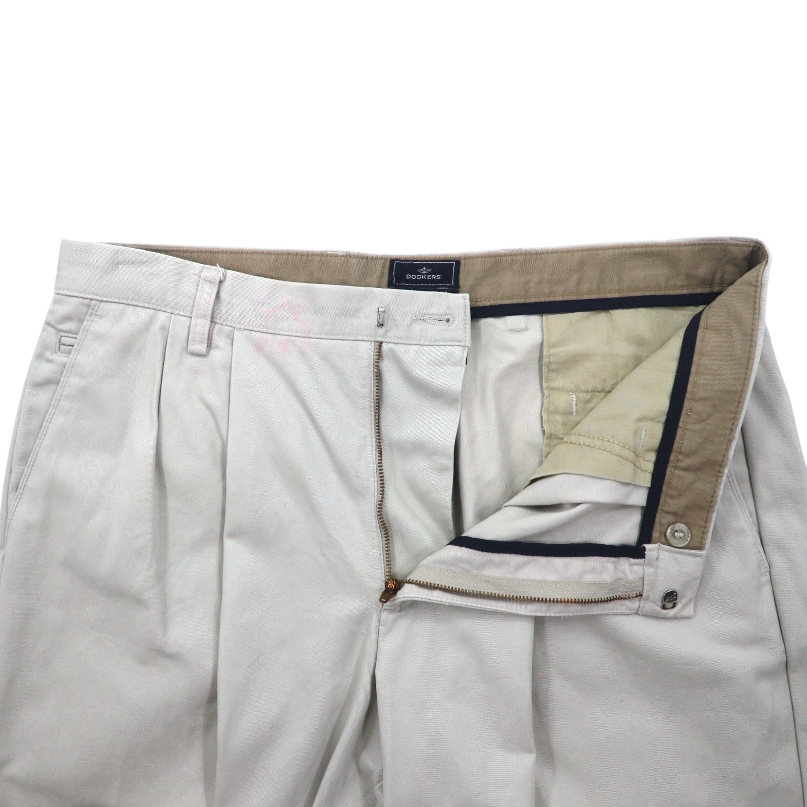 DOCKERS ( Levi's ) RELAXED FIT タック ワイドチノパンツ 36 ベージュ コットン