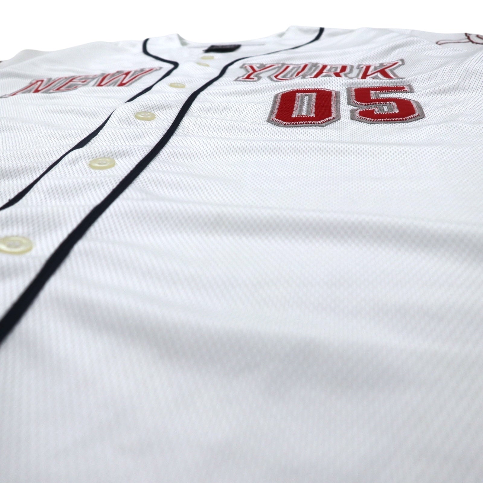 FUBU Anni '90 Maglia da baseball L Bianca Toppa NEW YORK