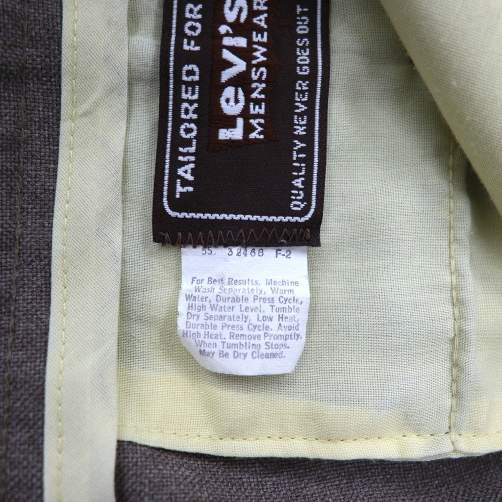 Levi's anni '80 Made in USA Action Slacks STA-PREST Pantaloni con piega L Marrone Zip Rocket TALON