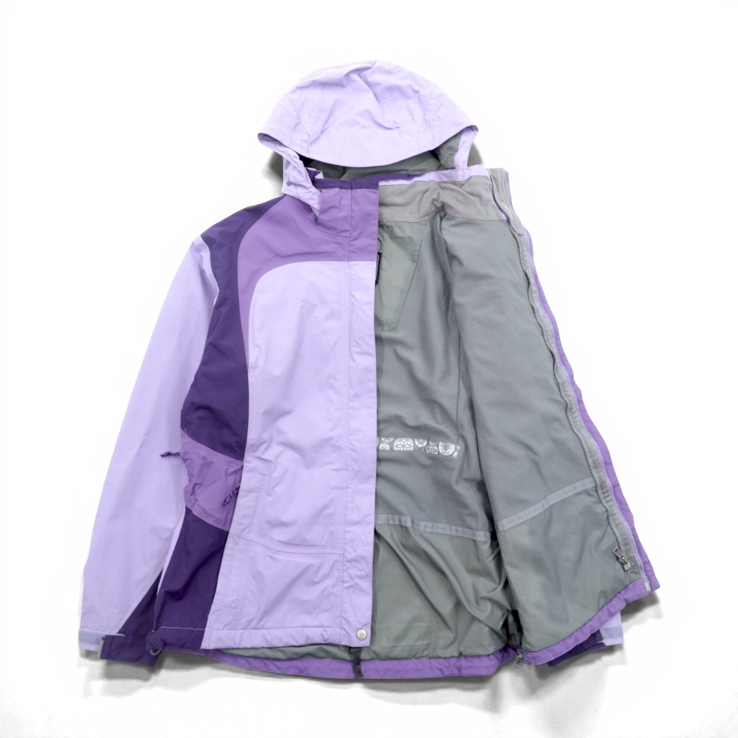 THE NORTH FACE 防水 HYVENT マウンテンパーカー L パープル ドローコード ダブルジップ ジップインジップ搭載