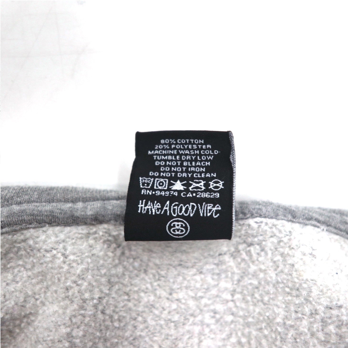 STUSSY anni 2000 Prodotto negli USA Felpa con cappuccio full zip L Grigio YESTERDAY TODAY TOMORROW Stampa logo sul retro
