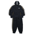 adidas anni '90 tuta sportiva giacca e pantaloni taglia L, nero, poliestere, 3 strisce, logo ricamato sul retro