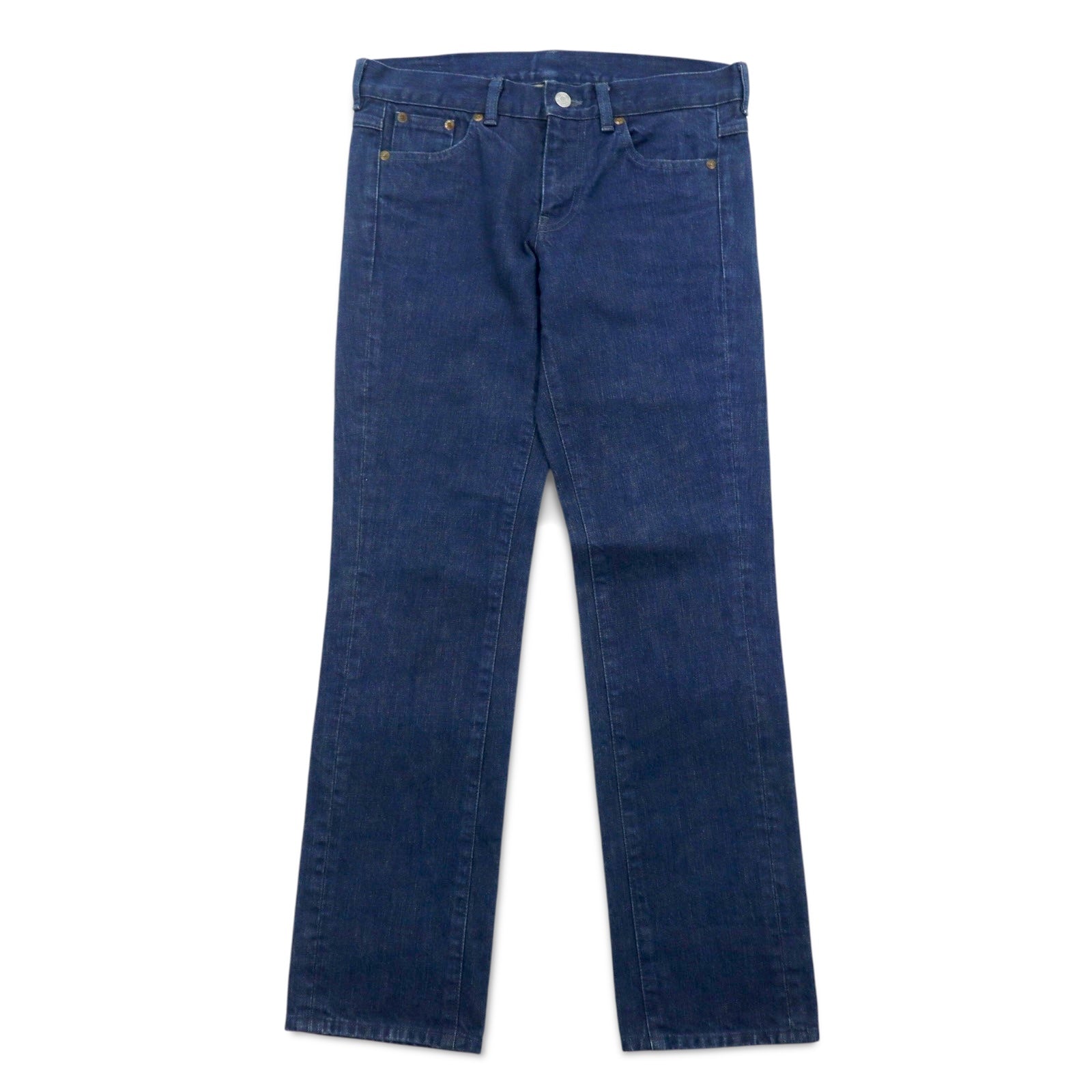 LAD MUSICIAN Jeans 5 tasche, taglia L, denim indaco, blu, chiusura con cerniera, made in Japan
