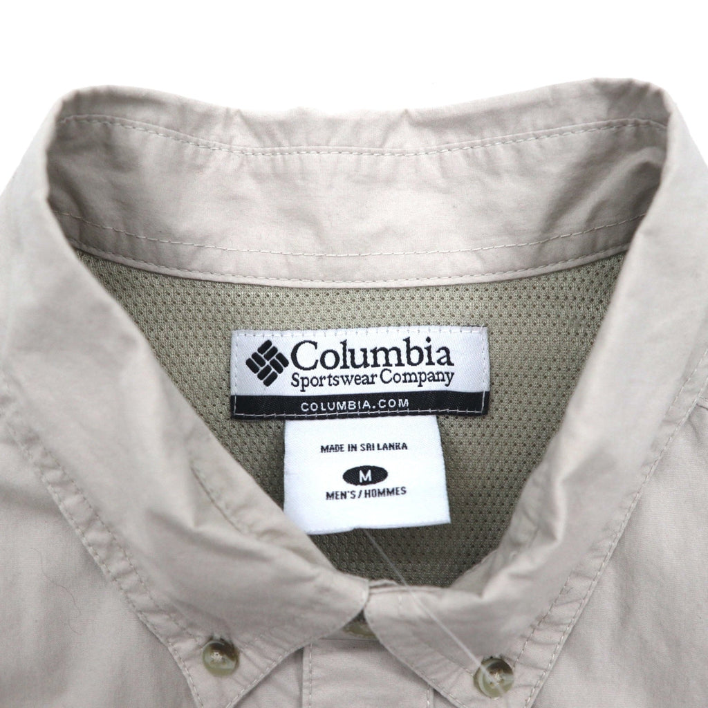 Columbia camicia a maniche corte abbottonata da pesca, taglia M, beige, poliestere, Marquam Trail S/S Shirt AM7240, Made in Sri Lanka, nuovo con etichette