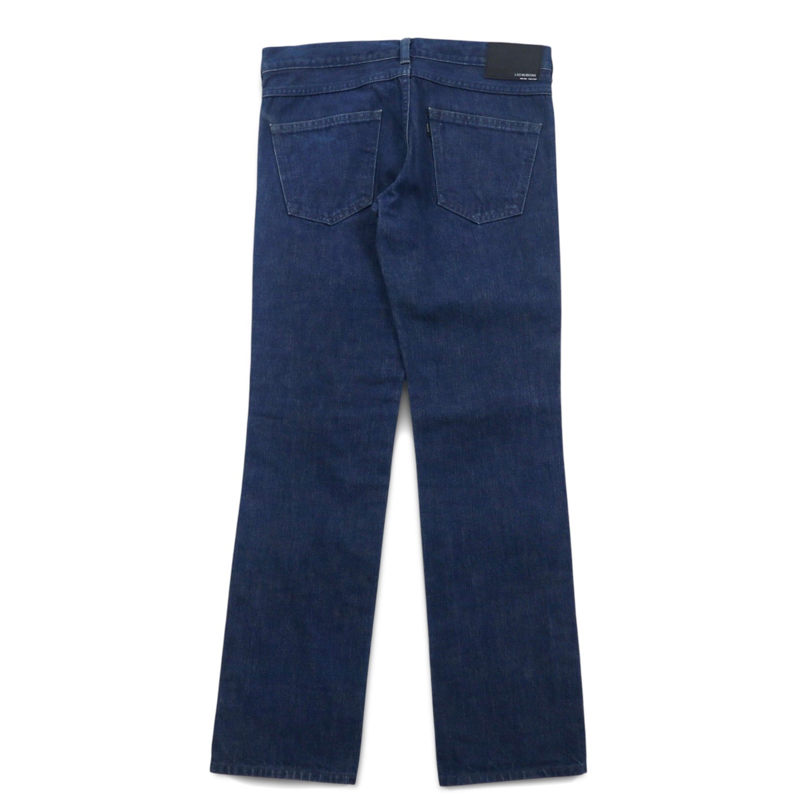 LAD MUSICIAN Jeans 5 tasche, taglia L, denim indaco, blu, chiusura con cerniera, made in Japan