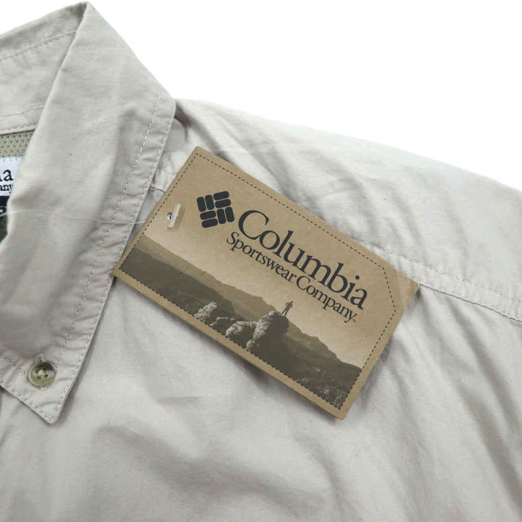 Columbia camicia a maniche corte abbottonata da pesca, taglia M, beige, poliestere, Marquam Trail S/S Shirt AM7240, Made in Sri Lanka, nuovo con etichette