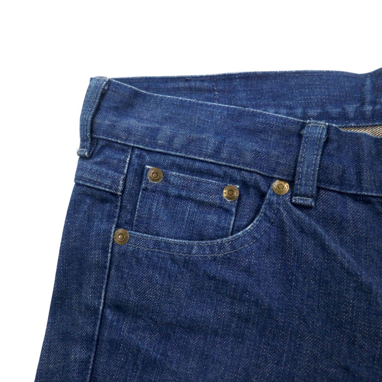LAD MUSICIAN Jeans 5 tasche, taglia L, denim indaco, blu, chiusura con cerniera, made in Japan