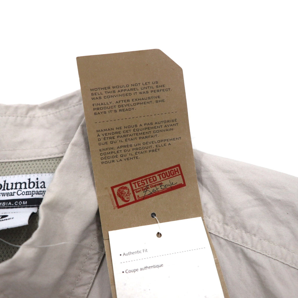Columbia camicia a maniche corte abbottonata da pesca, taglia M, beige, poliestere, Marquam Trail S/S Shirt AM7240, Made in Sri Lanka, nuovo con etichette