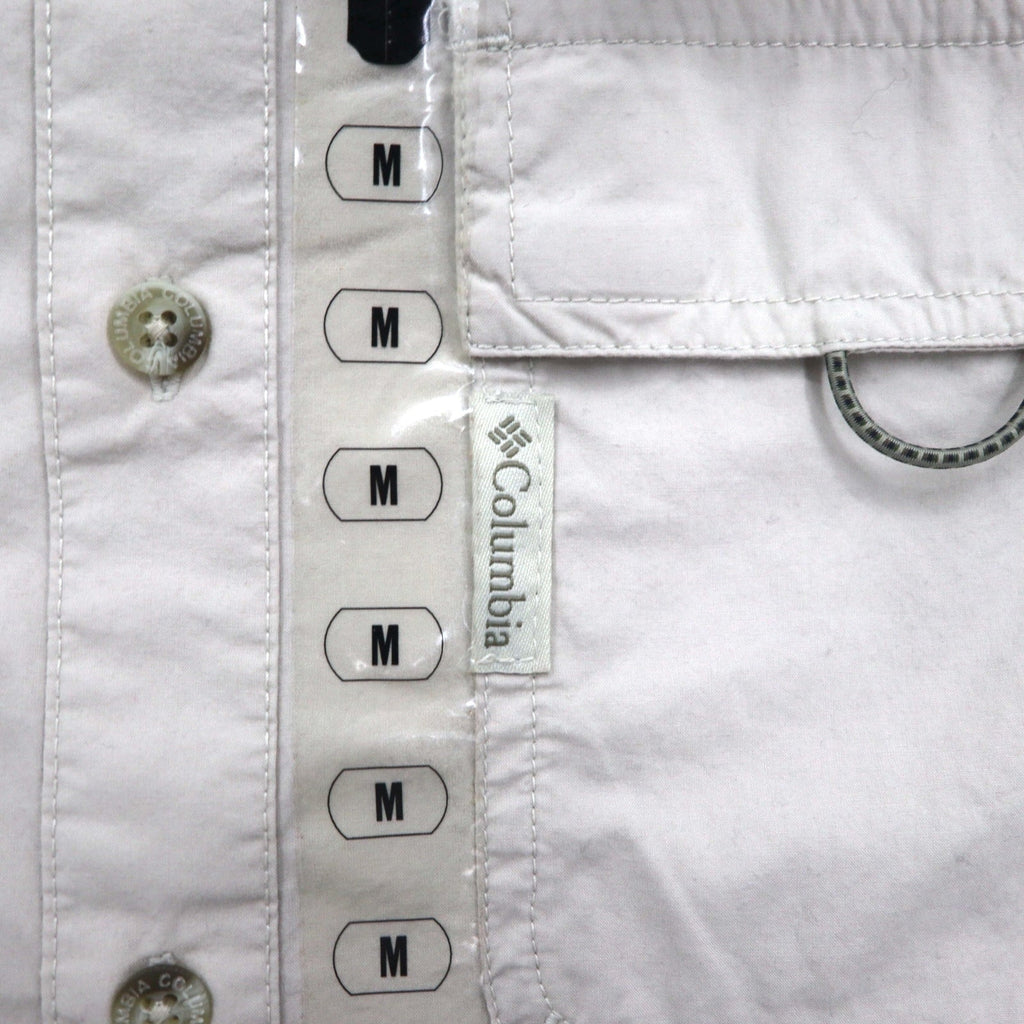 Columbia camicia a maniche corte abbottonata da pesca, taglia M, beige, poliestere, Marquam Trail S/S Shirt AM7240, Made in Sri Lanka, nuovo con etichette