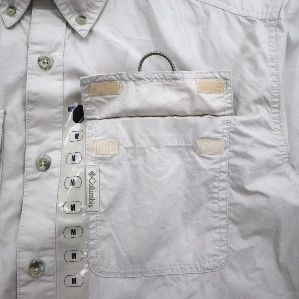 Columbia camicia a maniche corte abbottonata da pesca, taglia M, beige, poliestere, Marquam Trail S/S Shirt AM7240, Made in Sri Lanka, nuovo con etichette