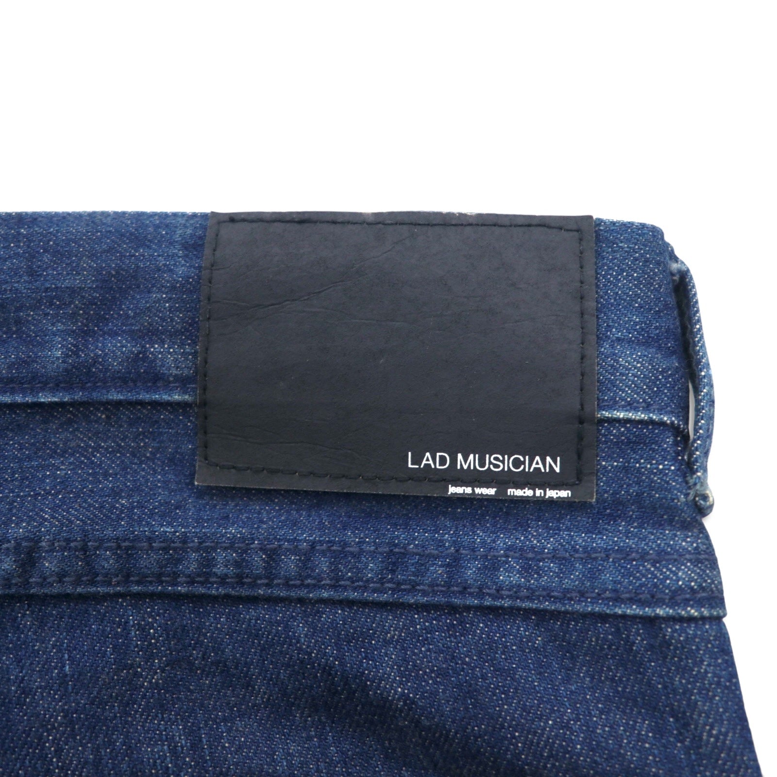 LAD MUSICIAN Jeans 5 tasche, taglia L, denim indaco, blu, chiusura con cerniera, made in Japan