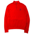 POLO GOLF RALPH LAUREN felpa con mezza zip M rossa in cotone con ricamo pony, made in Perù