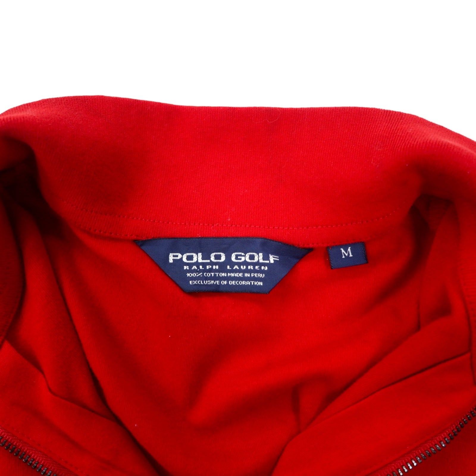 POLO GOLF RALPH LAUREN felpa con mezza zip M rossa in cotone con ricamo pony, made in Perù